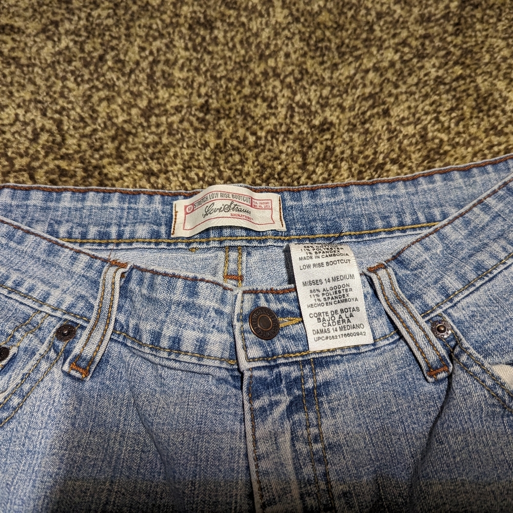 Levi’s Strauss Signature Jeans Women’s Sz 14 M Misses Low Rise Bootcut Stretch - Picture 2 of 11